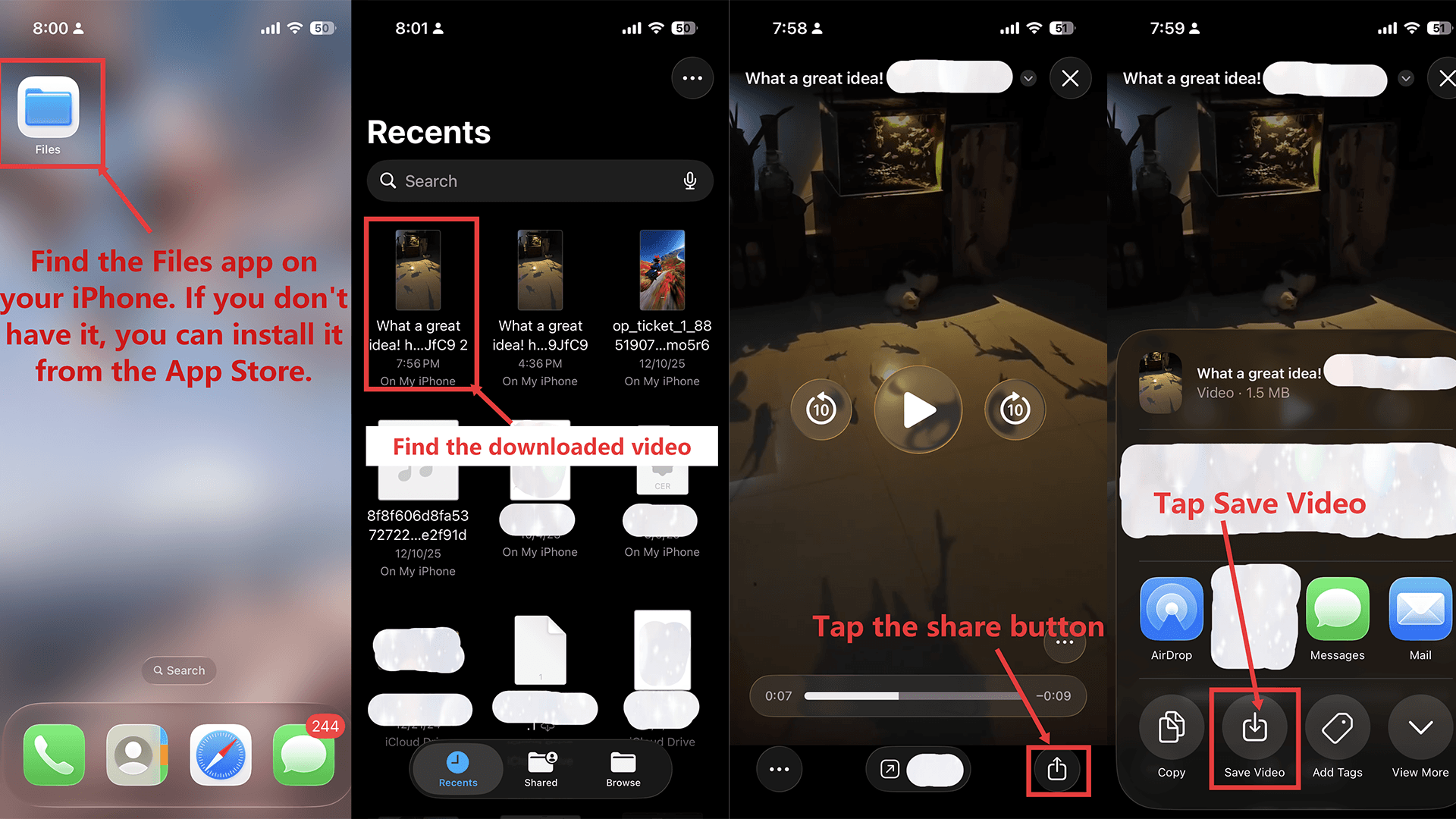 Save a downloaded video from Files to Photos on iPhone Save a downloaded video from Files to Photos on iPhone
